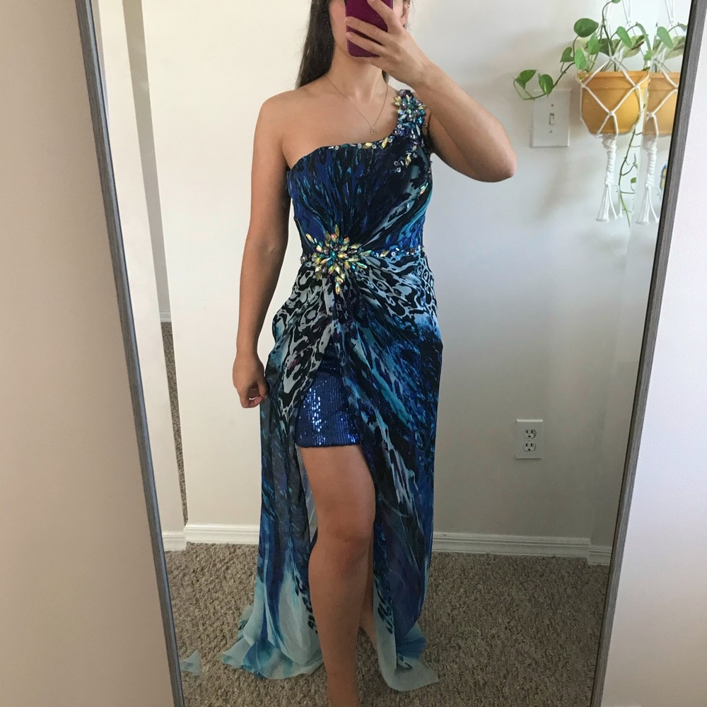 One shoulder high low MacDuggal Prom Dress high school